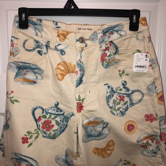 We The Free by Free People Eden High Slouchy Brunch Printed Barrel Jeans sz 28 - Picture 3 of 10